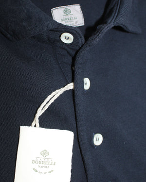 Luigi Borrelli Polo Shirt Navy New