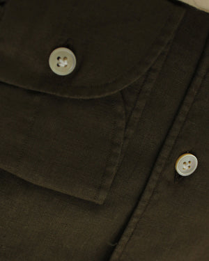 Luigi Borrelli Linen Sport Shirt Dark Brown 40 - 15 3/4 SALE
