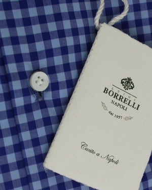 Luigi Borrelli Shirt Blue Check Design