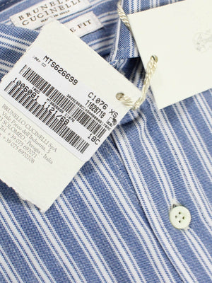 Brunello Cucinelli Shirt White Blue Stripes
