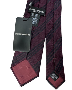Armani Necktie Black And Maroon Textured Stripes