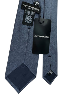 Armani Silk Tie Steel Blue Solid Textured