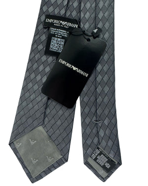 Emporio Armani Tie Gray Diamond Grid Pattern