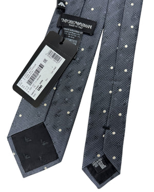 Armani Silk Tie Charcoal Gray Polka Dots SALE
