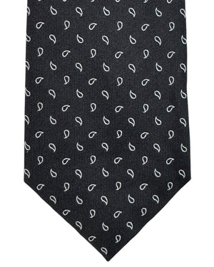 Armani Silk Tie Black Silver Mini Paisley - Emporio Armani SALE