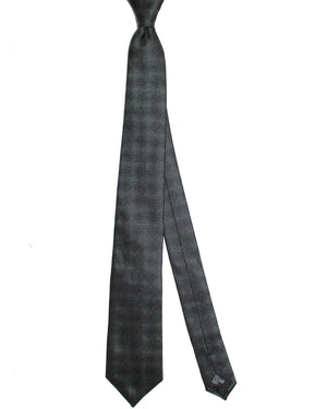 Armani Silk Tie Gray Black Faded Damier Design