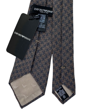 Armani Tie Brown Houndstooth - Wool silk SALE