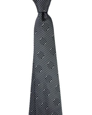 Armani Silk Tie Gray Striped Polka Dots