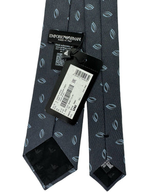 Armani Tie Charcoal Grey Blue Geometric