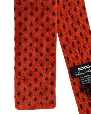 Cesare Attolini Cashmere Square end Knitted Rust Orange Pattern SALE