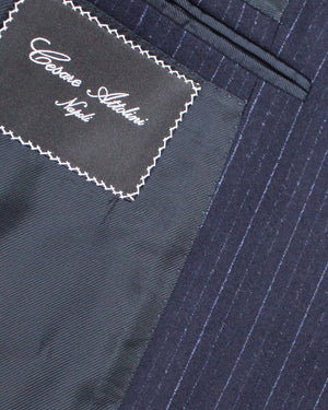 Cesare Attolini Suit Midnight Blue Pin Stripe New