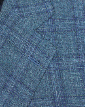 Cesare Attolini Sport Coat Blue Windowpane Blazer New