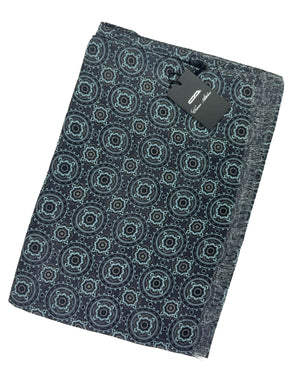 Attolini Scarf Black Gray Sky Blue Medallion - Cashmere Cotton