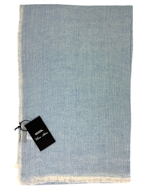 Cesare Attolini Scarf Blue - Linen Cashmere Silk Shawl