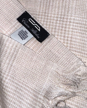 Cesare Attolini Cashmere Scarf Beige Plaid Check