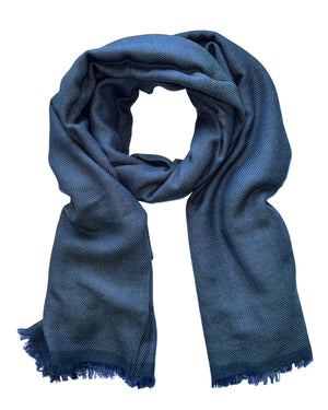 Cesare Attolini Scarf Midnight Blue Gray Pattern - Extra Large