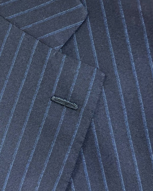 Cesare Attolini Suit Gray Blue Stripes New