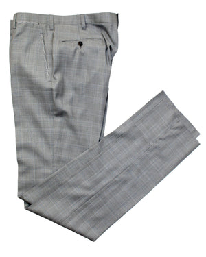 Cesare Attolini Wool Suit Light Gray Plaid Check Pants