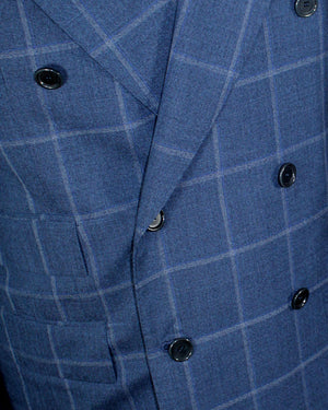 Cesare Attolini Suit Dark Blue Windowpane