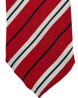 Cesare Attolini Unlined Tie Red Regimental Stripes