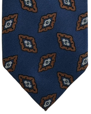 Barba Sevenfold Tie Midnight Blue Brown Diamonds