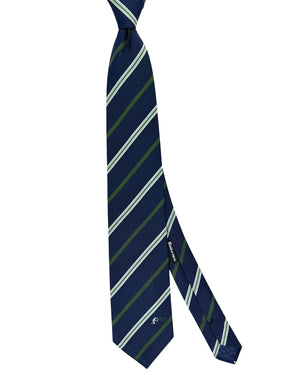 Battistoni Silk Tie Classic Dark Blue Green Stripes BLACK FRIDAY SALE