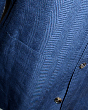 Luigi Borrelli Coat Navy Wool Linen