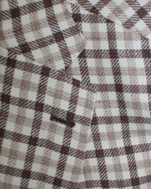 Luigi Borrelli Sport Coat White Brown Check Cotton Wool EU 50/ US 40