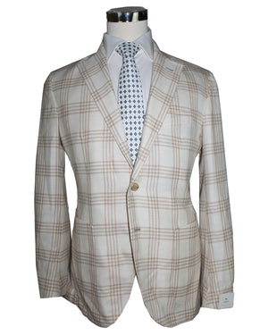 Luigi Borrelli Sport Coat White Beige Check