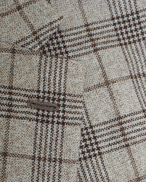 Borrelli Sport Coat Beige Gray Brown Plaid