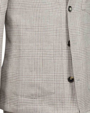 Luigi Borrelli Coat Gray Glen Check Wool Linen