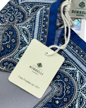 Luigi Borrelli Pocket Square Gray Ornamental SALE