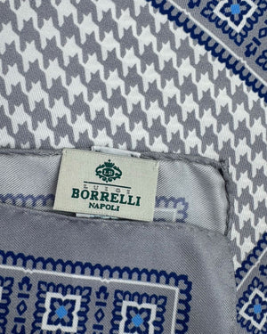 Luigi Borrelli Silk Pocket Square Gray Houndstooth