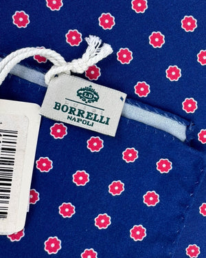 Luigi Borrelli Pocket Square Navy Red Geometric