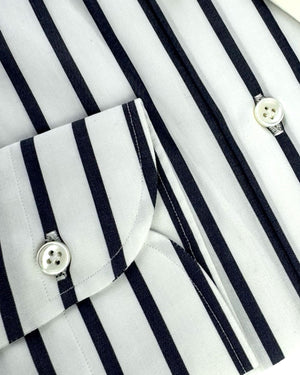 Luigi Borrelli Dress Shirt Classic White Dark Blue