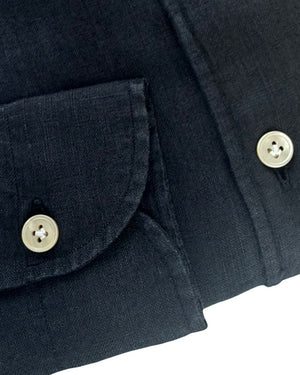 Luigi Borrelli Sport Shirt Midnight Blue 37 - 14 1/2 Linen Cotton