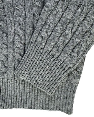 New Borrelli Cardigan Gray Cashmere Silk Zip Sweater