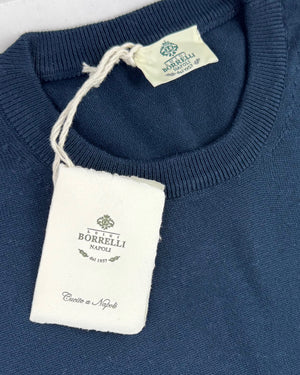 Luigi Borrelli Sweater Navy - Pima Cotton EU 46 / US 36