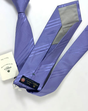 Luigi Borrelli Sevenfold Tie Lilac Stripes ROYAL COLLECTION - SALE