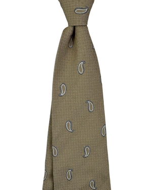 Luigi Borrelli Unlined Tie Taupe Gray Paisley SALE