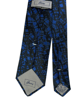 Brioni Silk Tie Blue And Black Abstract Jacquard