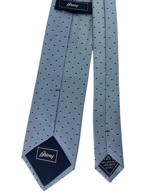 Brioni Silk Tie Slate Blue Mini Paisley Dot