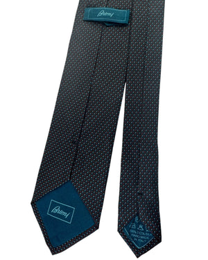 Brioni Silk Tie Charcoal Chevron with Jewel Tones