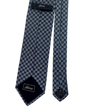 Brioni Silk Tie Black & Blue Diamond Lattice