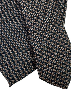 Brioni Silk Tie Dark Blue Brown Gray Design