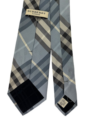 Burberry Tie Gray Blue Check Plaid Design