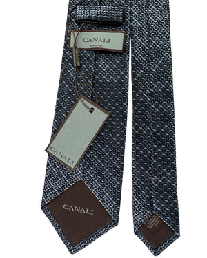 Canali Tie Charcoal Blue Oval Link Pattern
