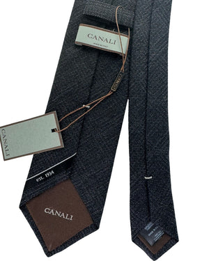 Canali Tie Black Grey Textured Solid