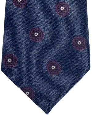 Canali Tie Dark Blue With Purple Medallions