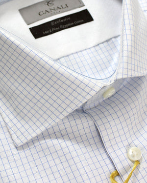 Canali Dress Shirt White Blue
